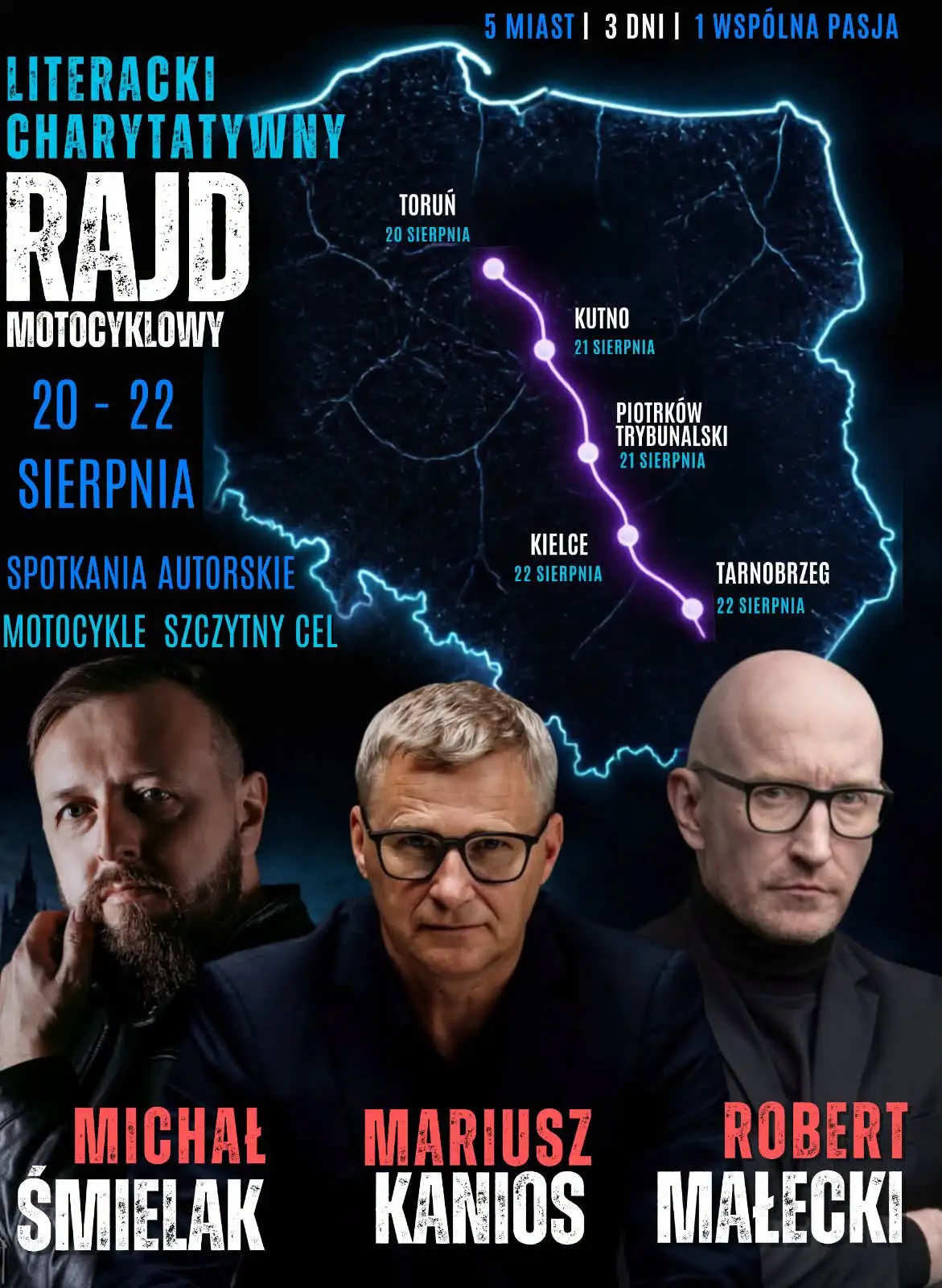 Autorzy kryminałów wyruszają na motocyklową trasę charytatywną; start w Toruniu