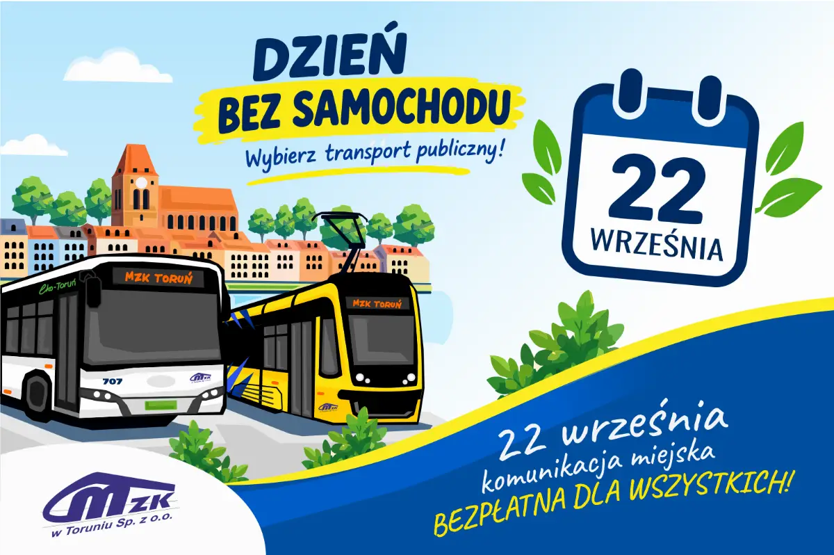 Bezpłatna komunikacja miejska w Toruniu z okazji Europejskiego Dnia bez Samochodu