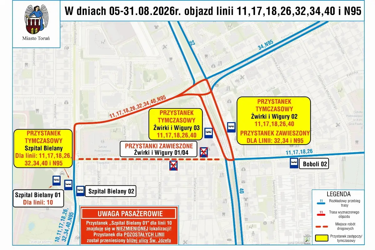 Zmiany w trasach autobusów z powodu remontu ul. Żwirki i Wigury