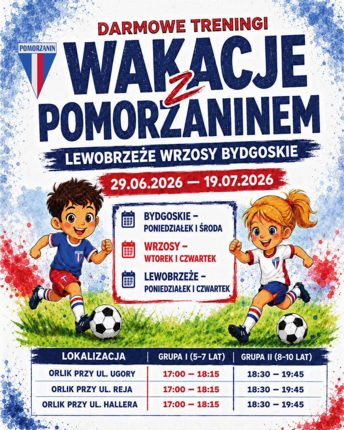 Bezpłatne treningi piłkarskie dla dzieci w Toruniu