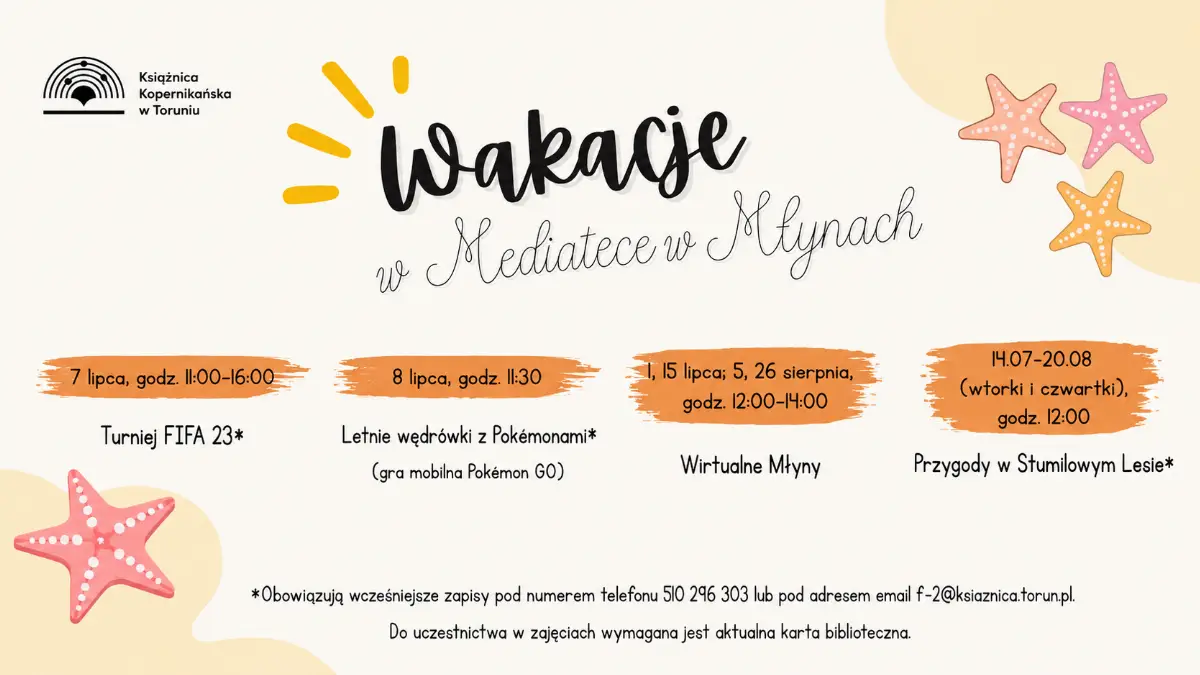 Wakacyjne wydarzenia w Mediatece w Młynach