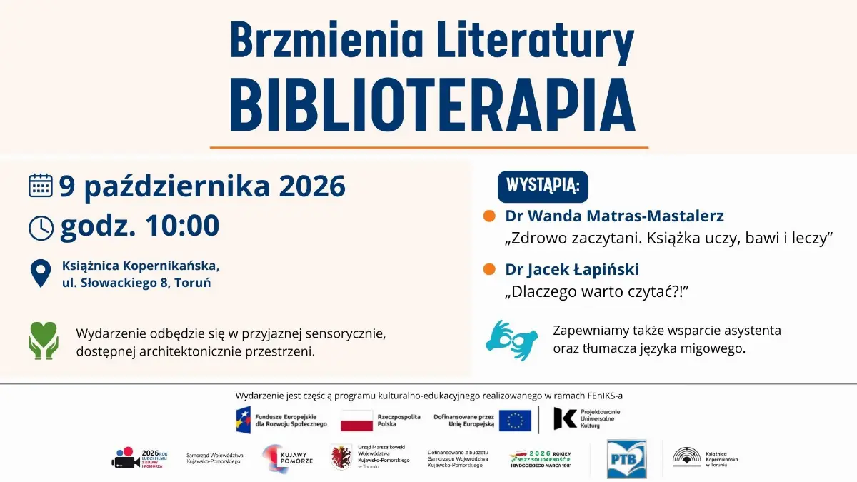 9 października: Spotkanie o Biblioterapii w Książnicy Kopernikańskiej