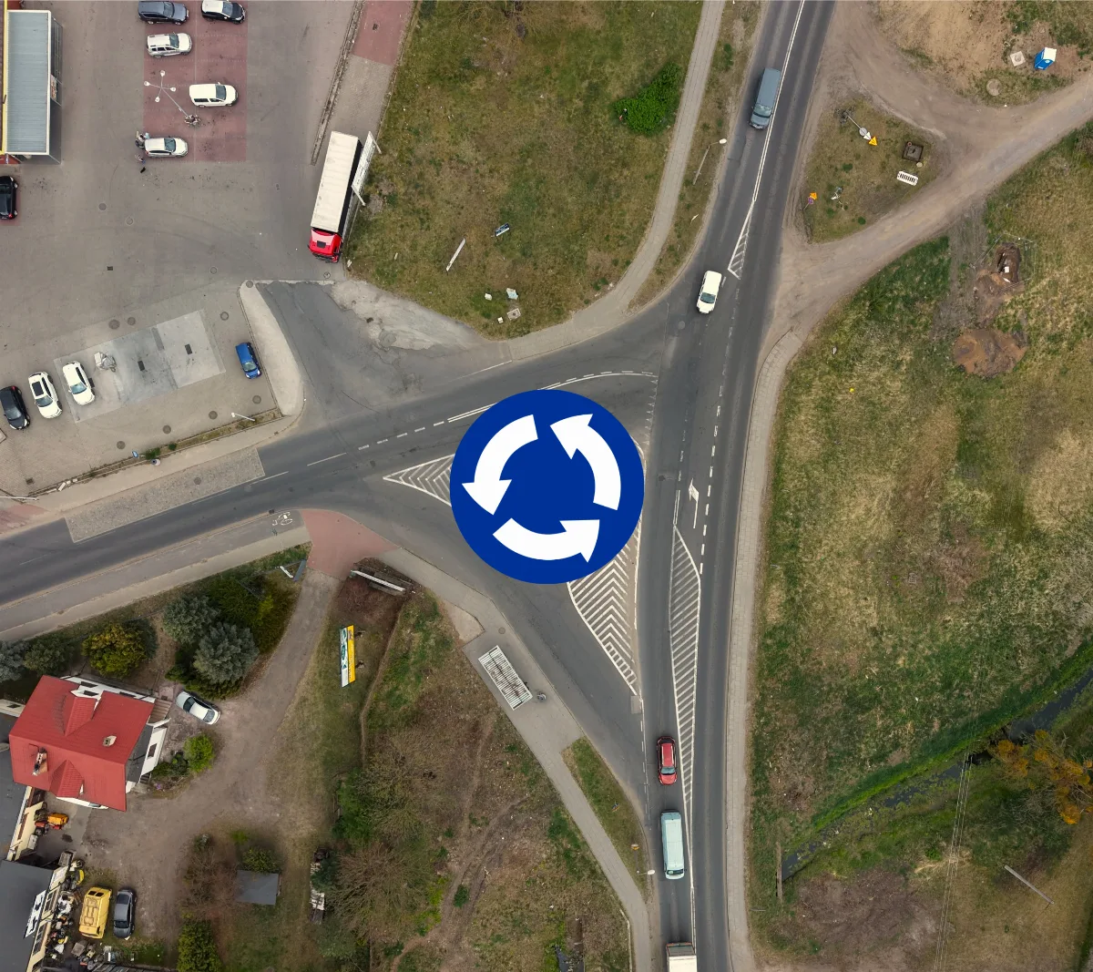 Tymczasowe rondo na skrzyżowaniu ul. Ceramicznej i Olsztyńskiej