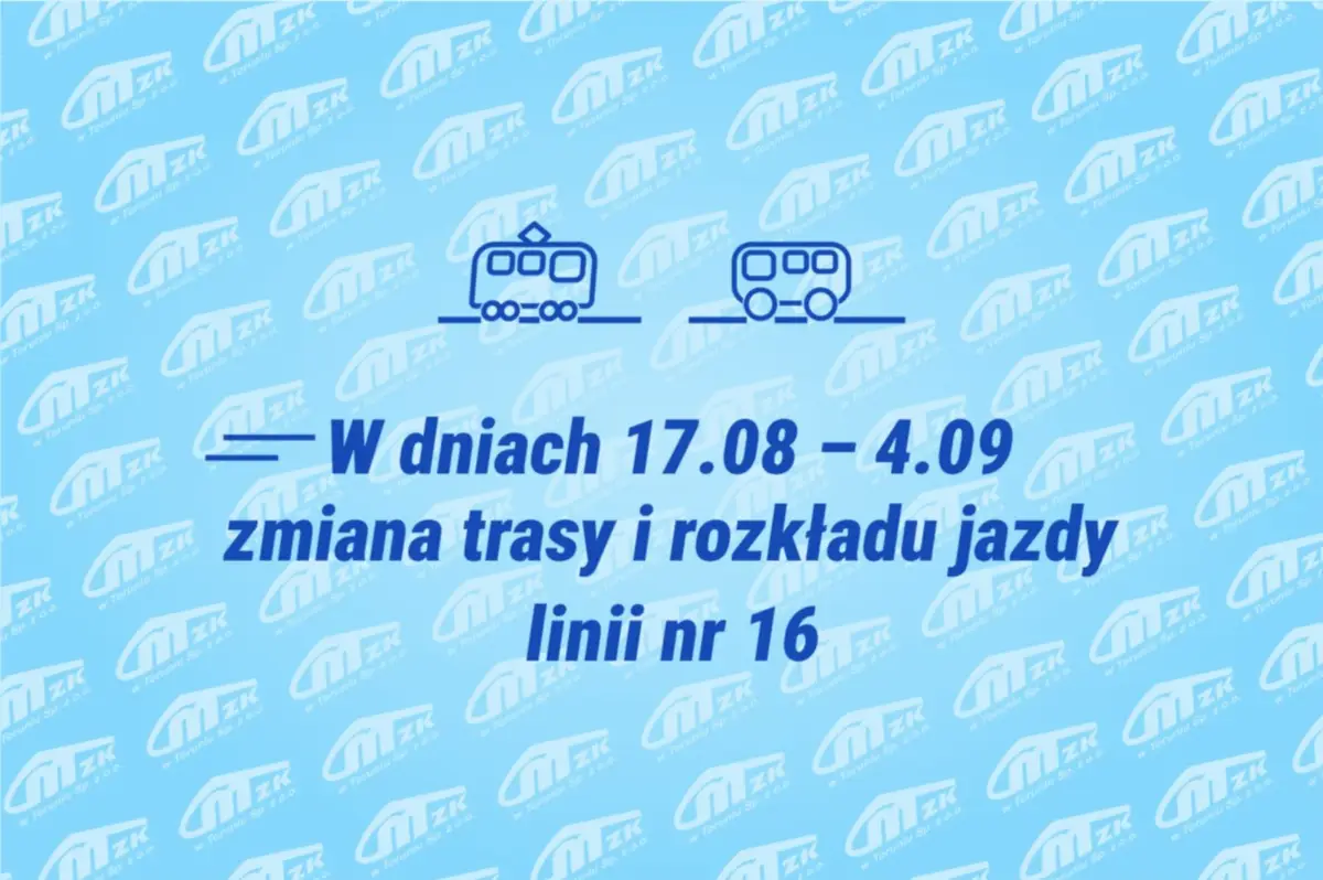 Zmiany w kursowaniu linii nr 16 z powodu prac PKP na ul. Równinnej