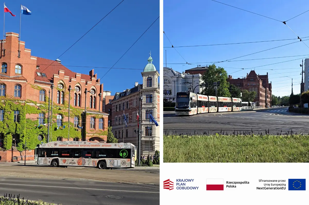 Tramwaj i autobus z wyjątkowymi grafikami na ulicach Torunia