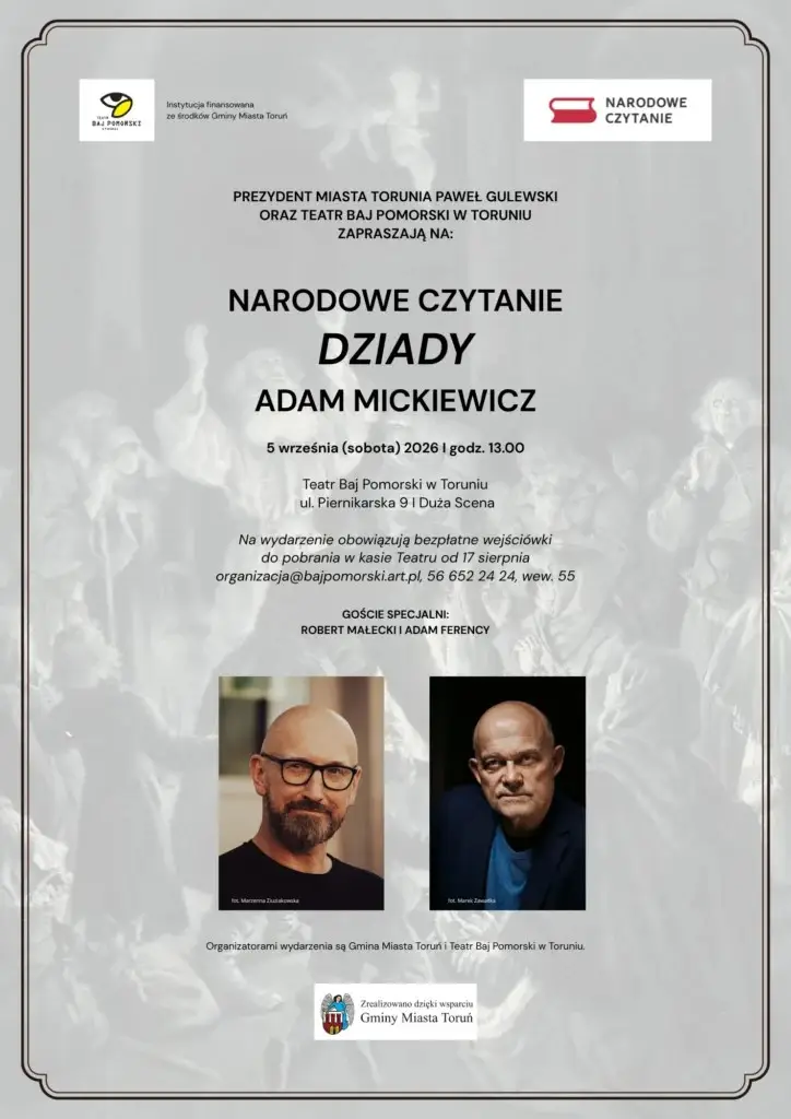 Narodowe Czytanie 2026 z udziałem Adama Ferenczego i Roberta Małeckiego