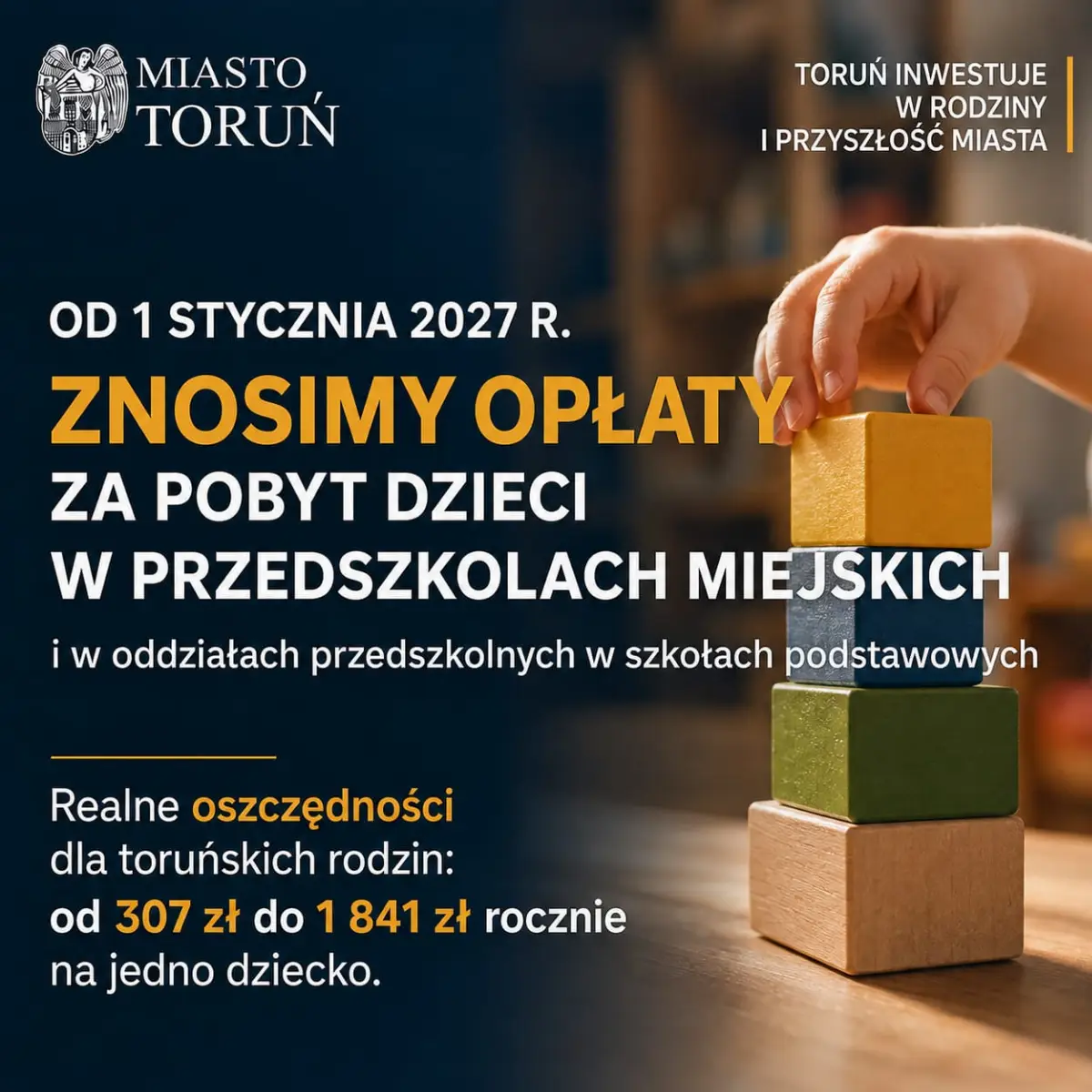 Bezpłatny pobyt w przedszkolach miejskich od 2027 roku w Toruniu