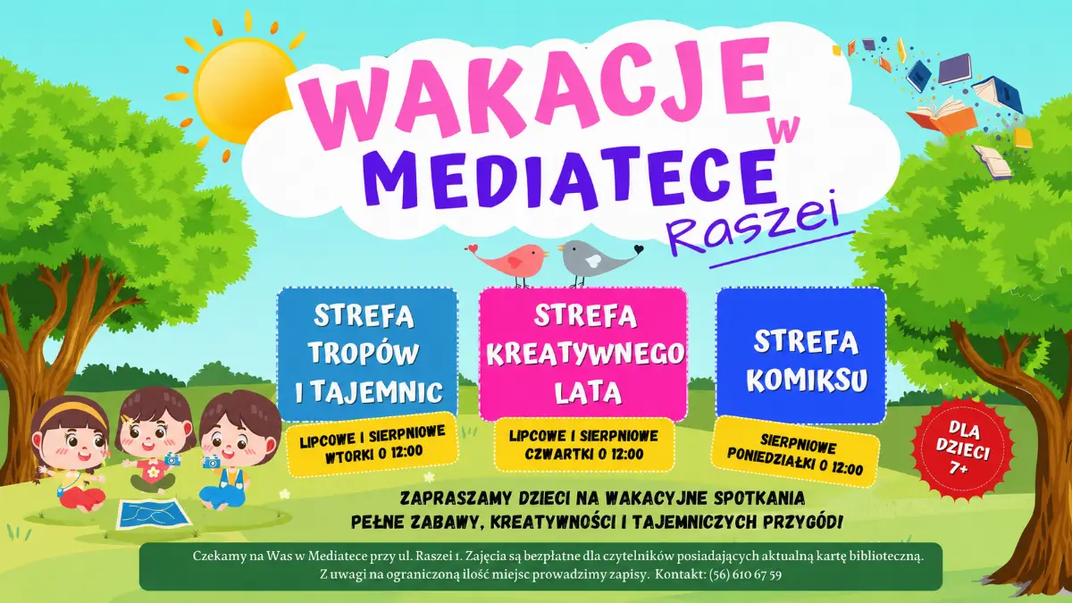 Bezpłatne wakacyjne zajęcia w Mediatece Raszei